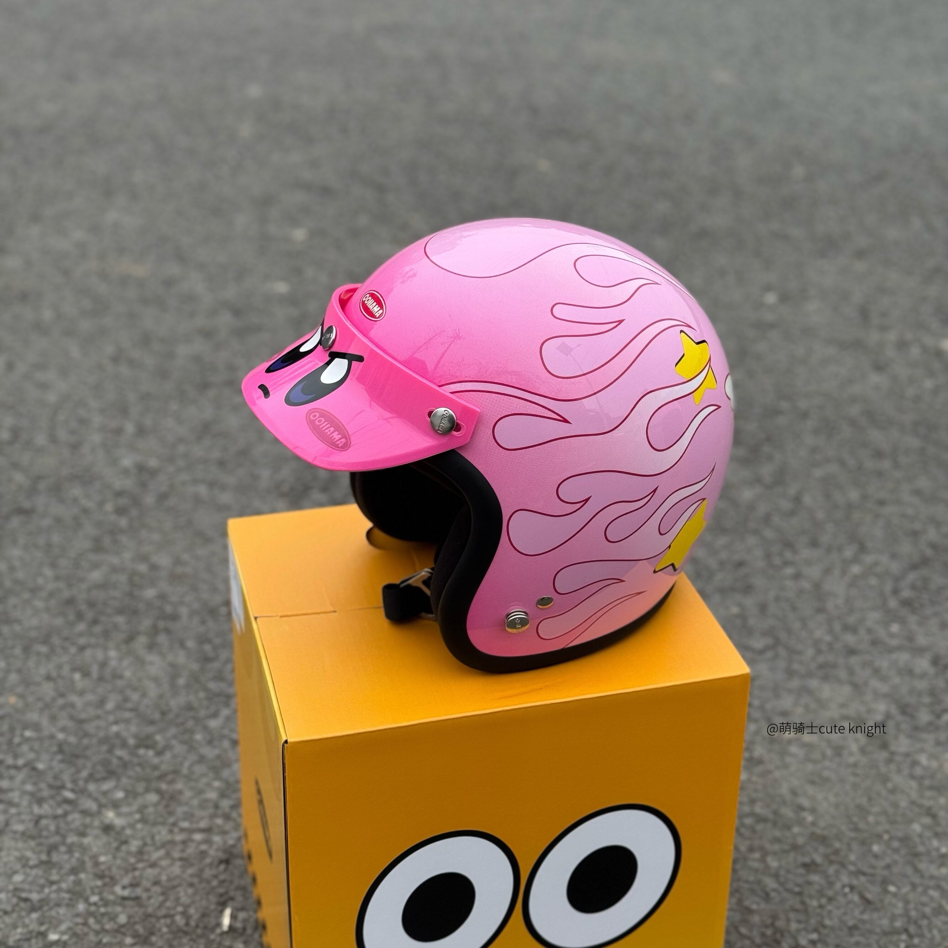 Pink Flame Open Face Motorcycle Helmet for Women Scooter-I39