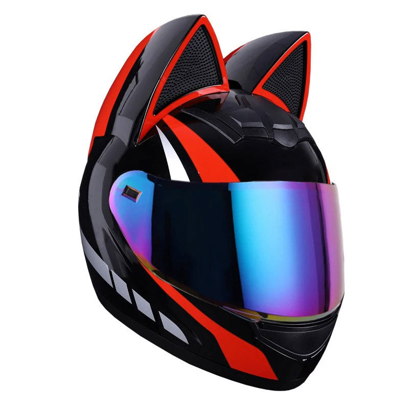 DOT certified cat ear full-face motorcycle helmet-I02