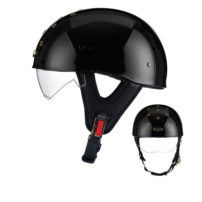 Retro half helmet with nine ventilation holes - I28
