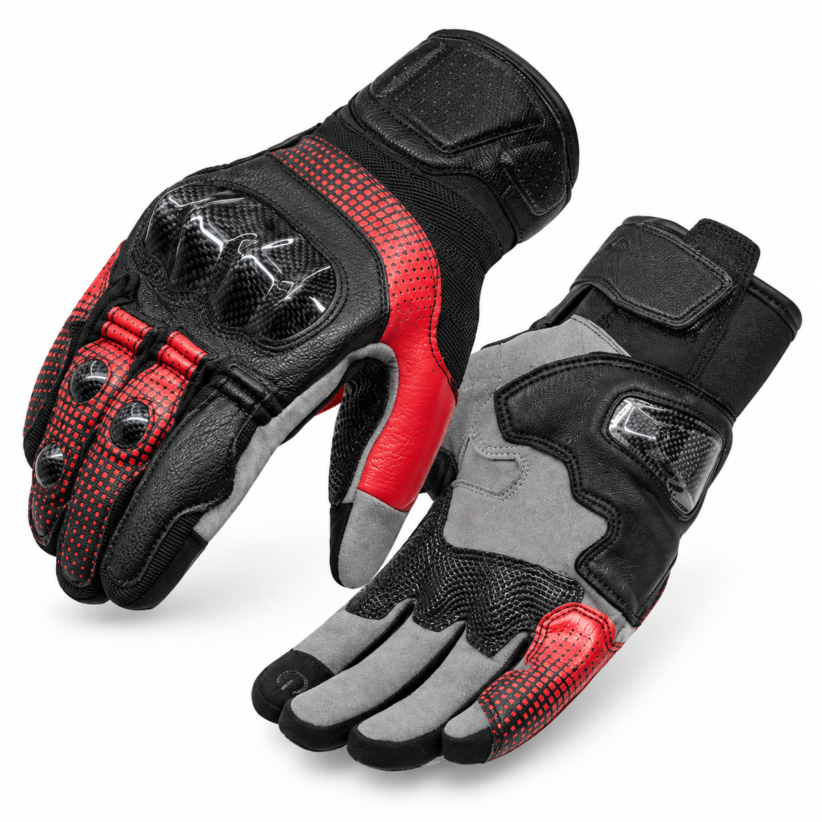 KTVMOTO Carbon Fiber Fingerless Motorcycle Gloves, Anti-Slip-G107