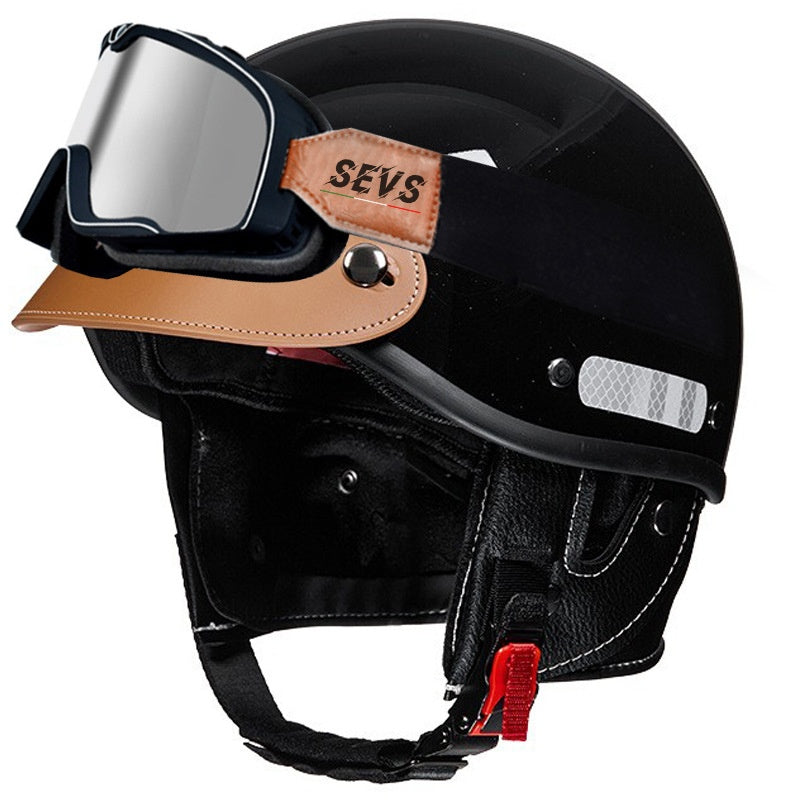 Retro cruiser half helmet with earmuffs- I16