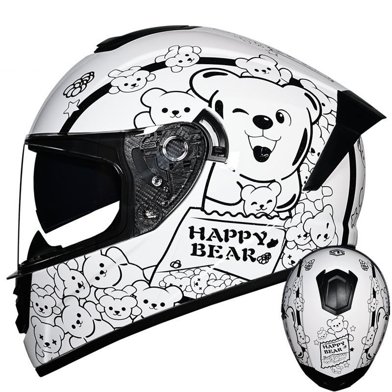 Dazzling Full-Face Motorcycle Helmet with Dual Visors (Racing Style)-I158
