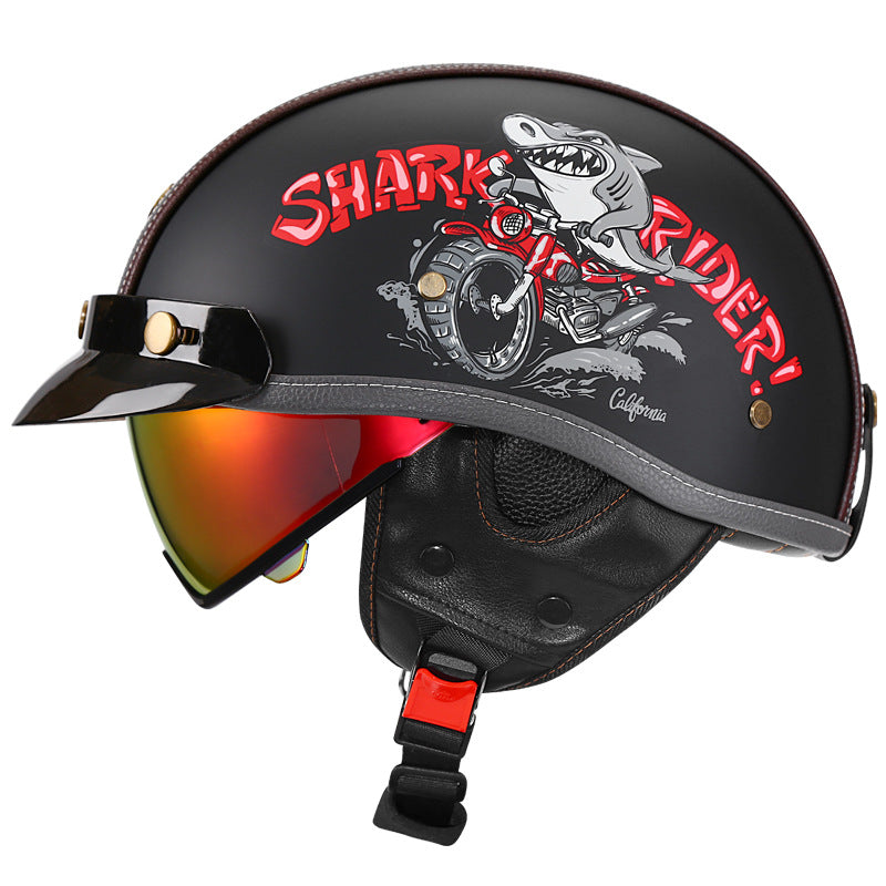Retro-style cruiser motorcycle helmet-I50