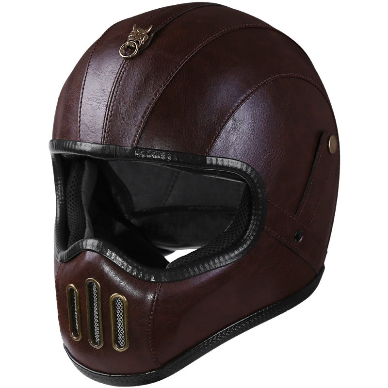 Vintage-style leather helmet-I230