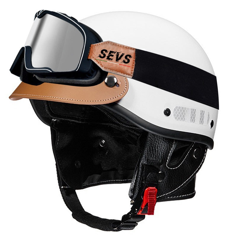Retro cruiser half helmet with earmuffs- I16