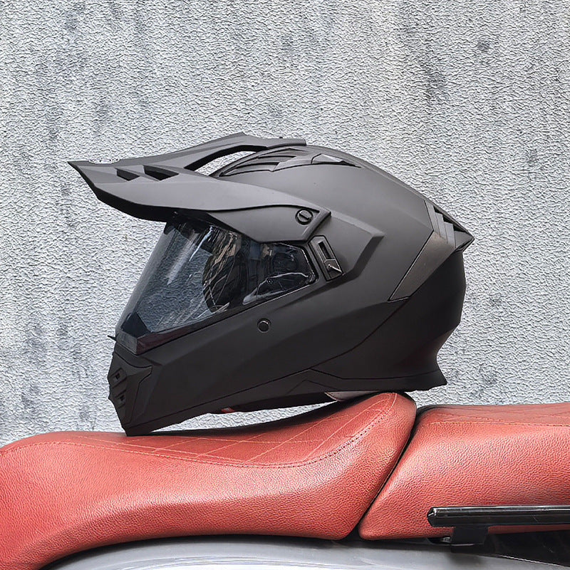 Classic Black Dual-Sport Motorcycle Helmet-I225