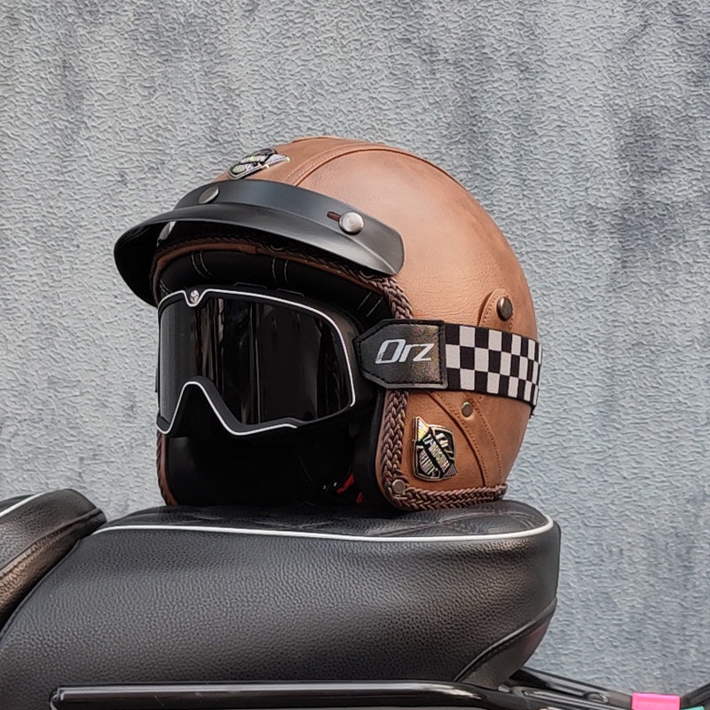 Retro lightweight open-face motorcycle helmet-I26