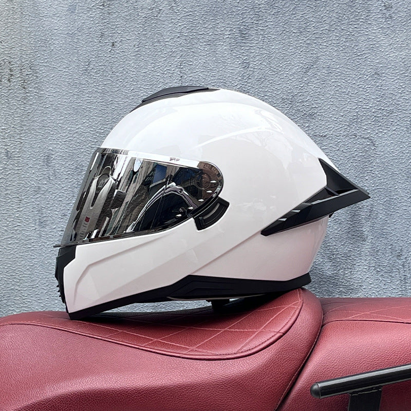 Full-face motorcycle helmet with dual visors (silver visor)-I193
