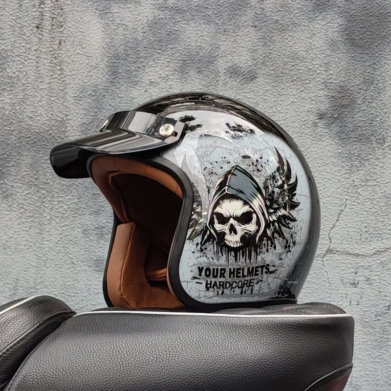 Retro motorcycle open helmet-I20