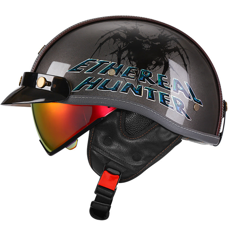 Retro-style cruiser motorcycle helmet-I50