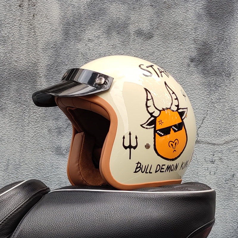Retro motorcycle open helmet-I20
