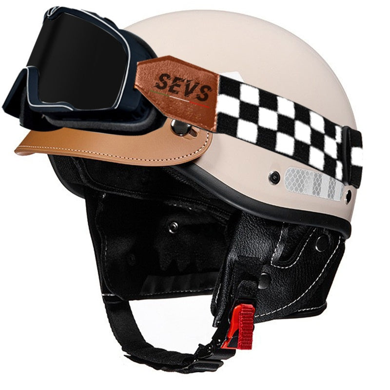 Retro cruiser half helmet with earmuffs- I16