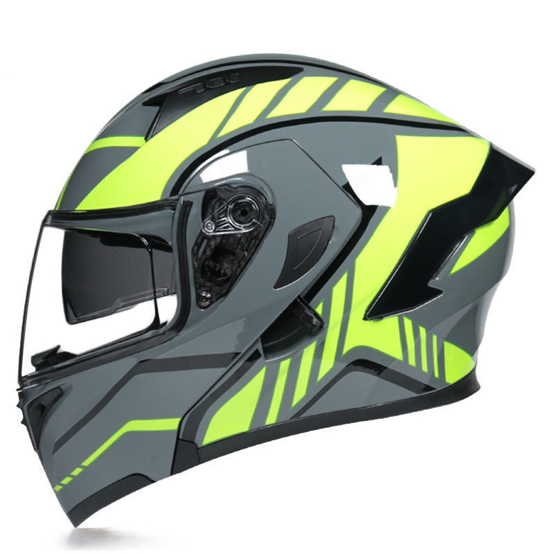 Stylish Modular Motorcycle Helmet with Dual Visors and Rear Spoiler-I153