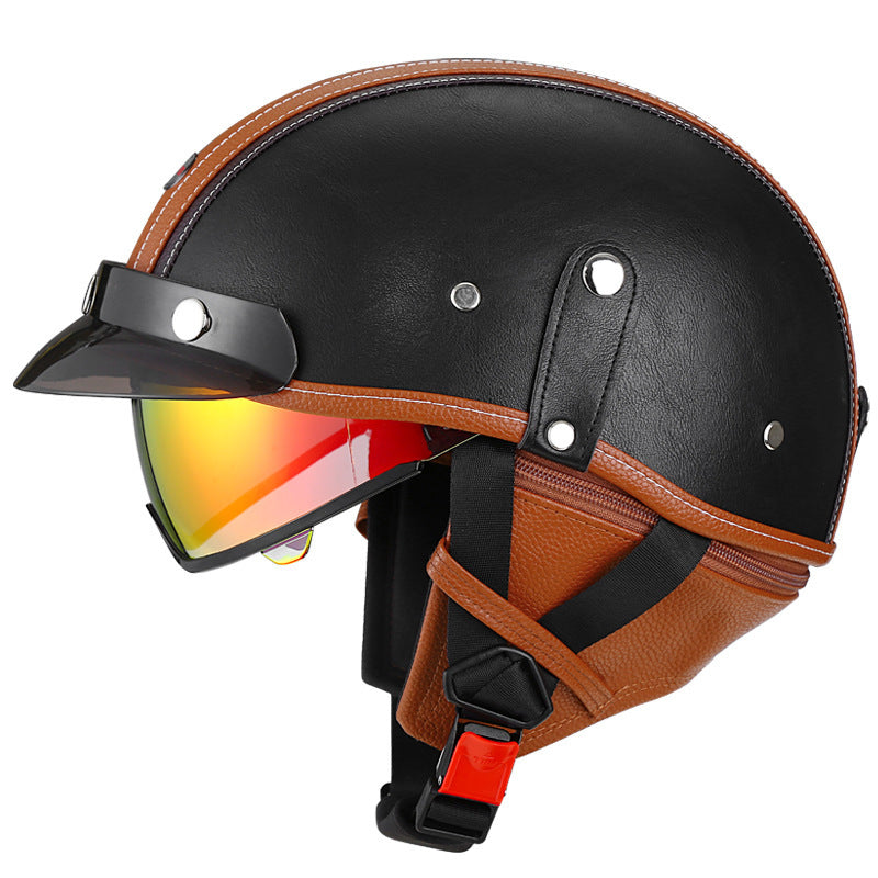 Classic Retro Leather Motorcycle Helmet – I35