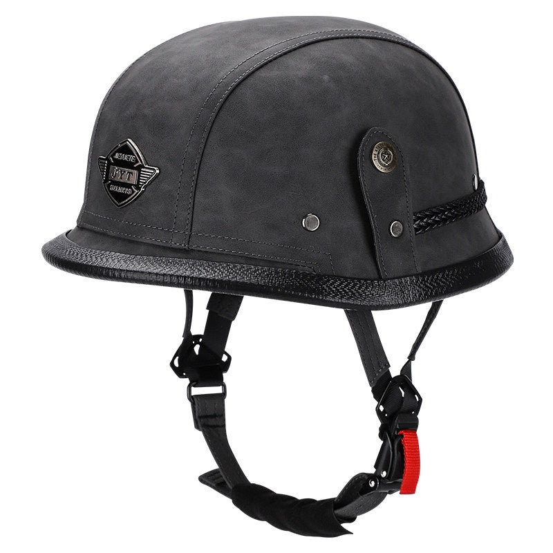 Retro leather cruiser motorcycle half helmet- I15