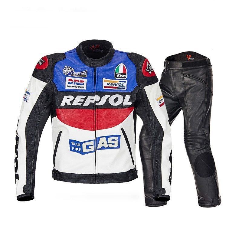 Men's and women's anti-fall imitation racing street bike motorcycle leather jacket - J32