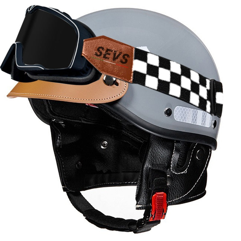 Retro cruiser half helmet with earmuffs- I16