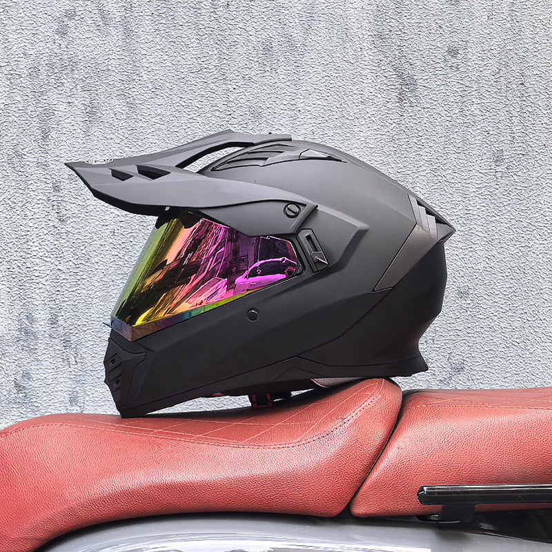 Classic Black Dual-Sport Motorcycle Helmet-I225