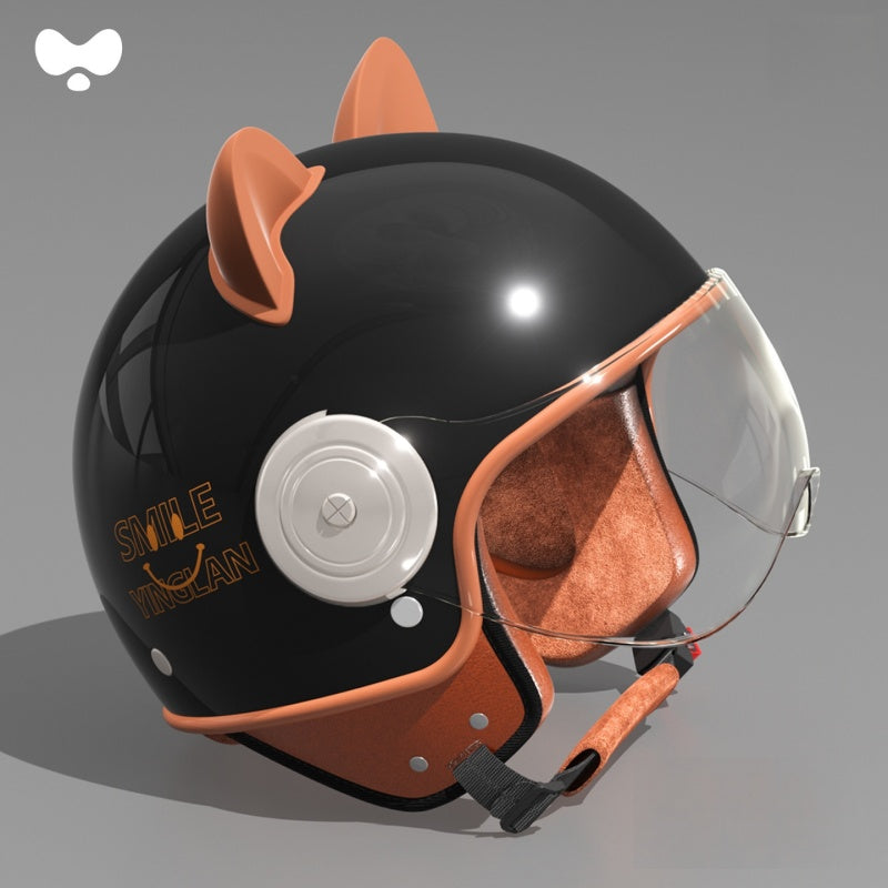 Cute cat ear three-quarter helmet for kids-I80