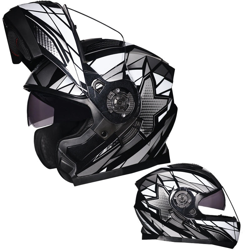 DOT-Certified Dual-Visor Modular Racing Motorcycle Helmet-I214