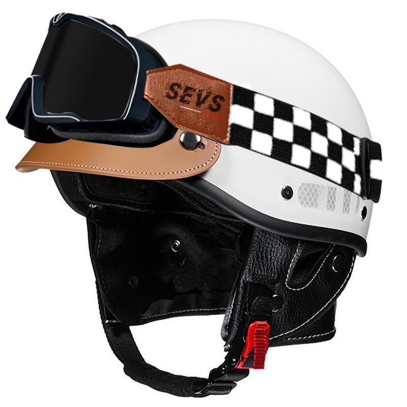 Retro cruiser half helmet with earmuffs- I16