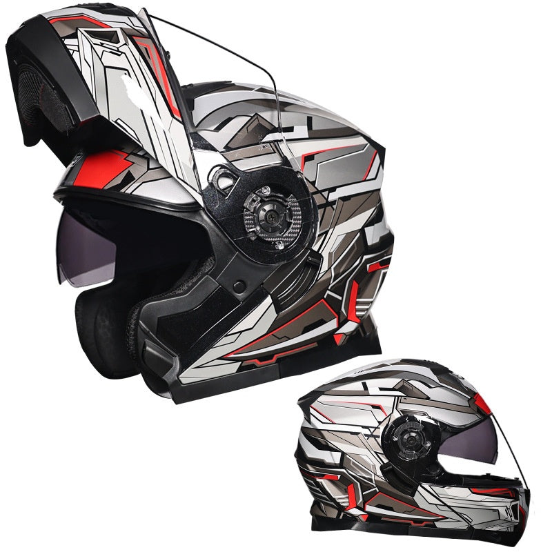 DOT-Certified Dual-Visor Modular Racing Motorcycle Helmet-I214