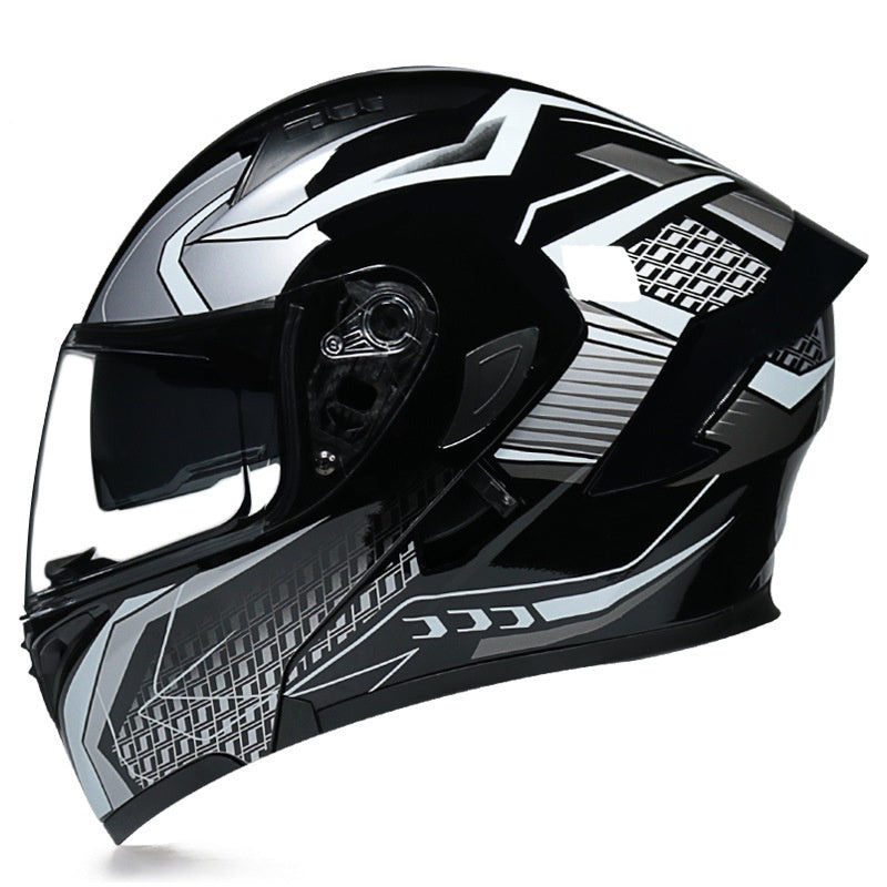 Stylish Modular Motorcycle Helmet with Dual Visors and Rear Spoiler-I153