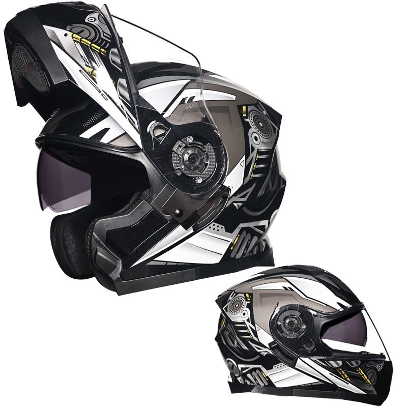 DOT-Certified Dual-Visor Modular Racing Motorcycle Helmet-I214