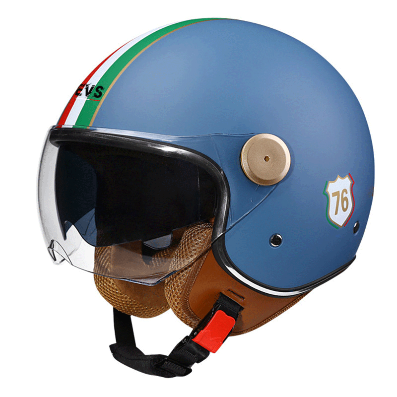 Retro 3/4 open-face motorcycle helmet with dual visors- I71