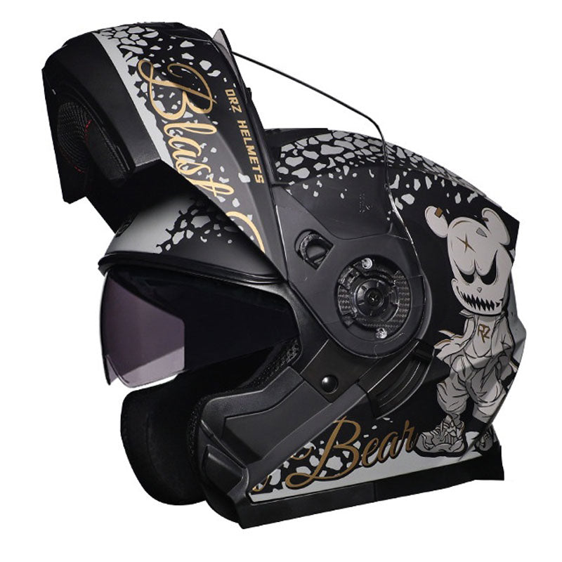 DOT-Certified Dual-Visor Modular Racing Motorcycle Helmet-I214