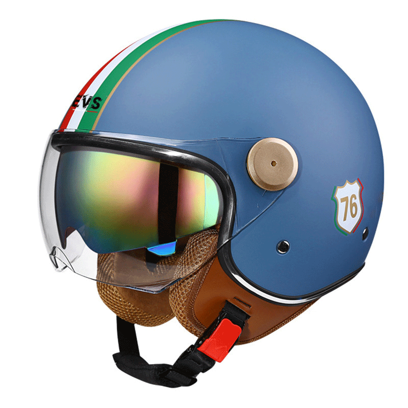 Retro 3/4 open-face motorcycle helmet with dual visors- I71