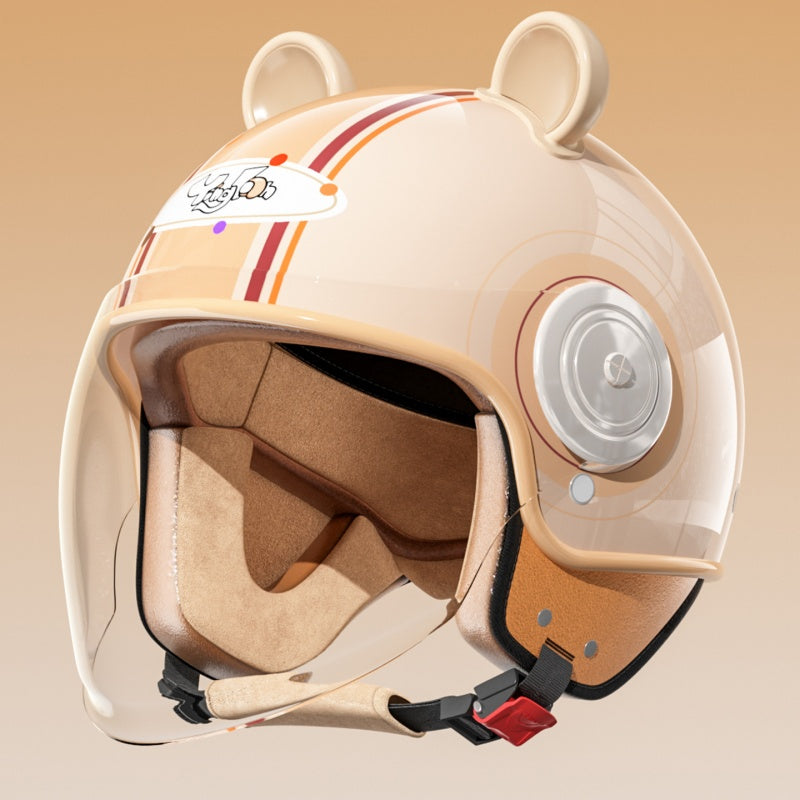 Cute bear ear convertible motorcycle helmet for kids-I79