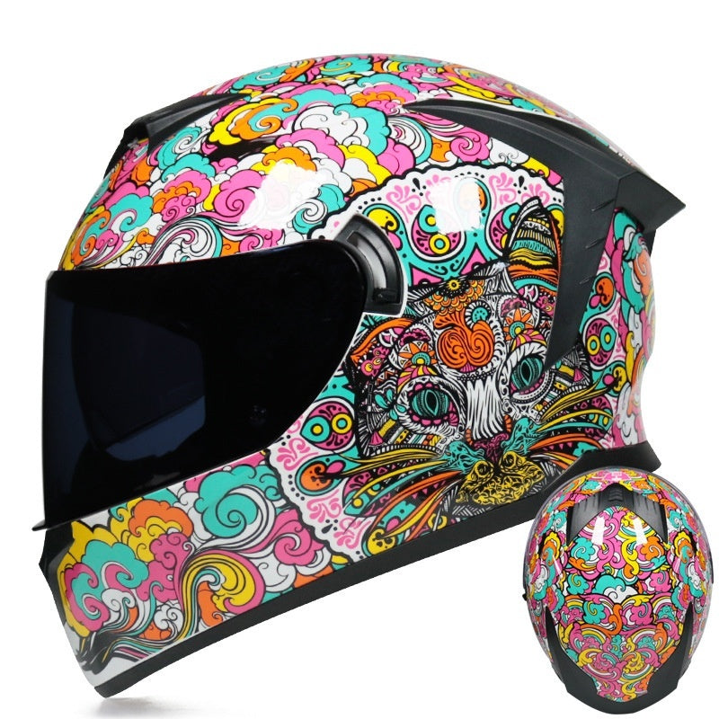 Full-face motorcycle helmet with dual visors (tinted)-I205