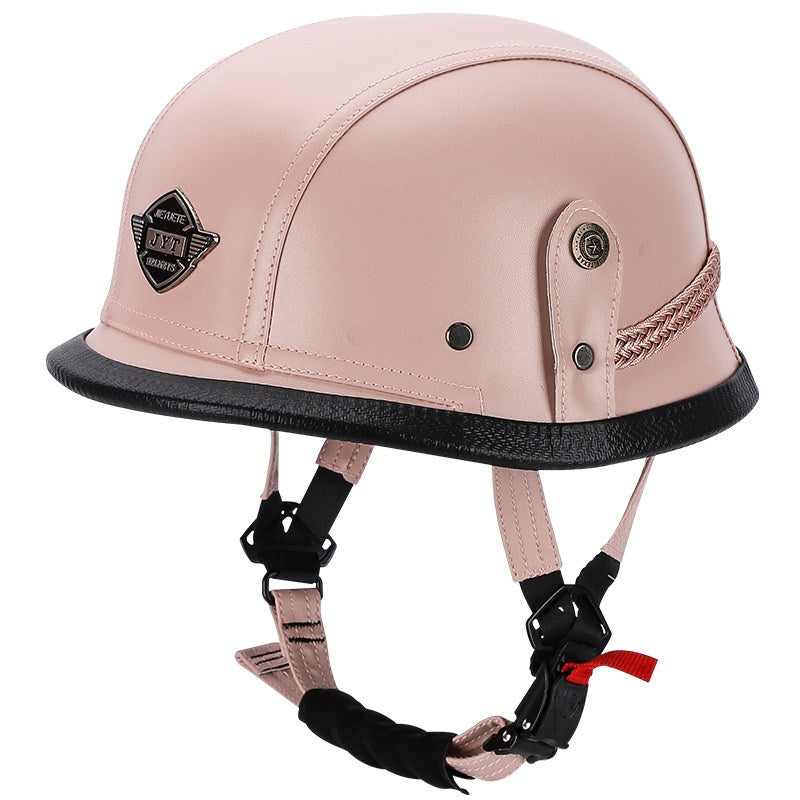Retro leather cruiser motorcycle half helmet- I15