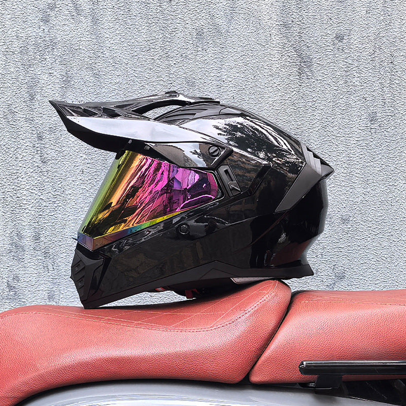 Classic Black Dual-Sport Motorcycle Helmet-I225