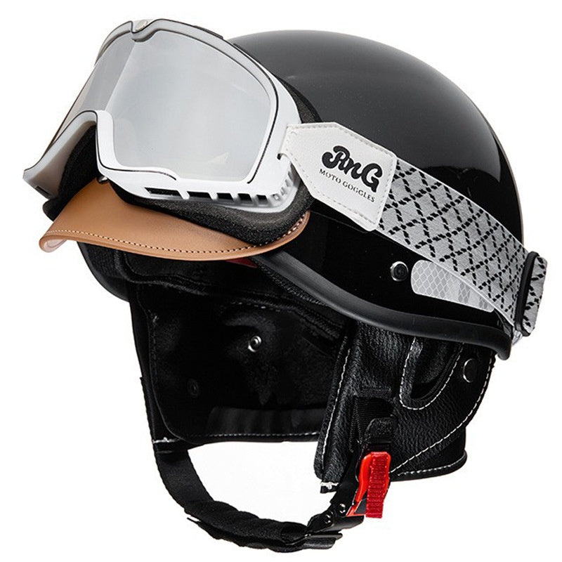 Retro cruiser half helmet with earmuffs- I16