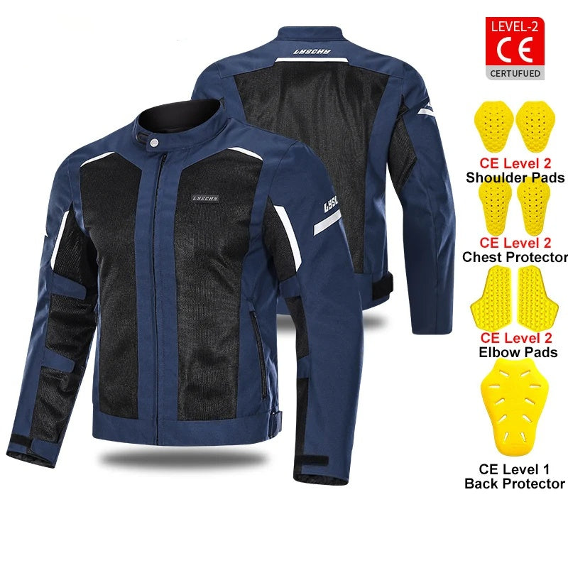 Breathable Mesh Reflective Anti-Shock Motorcycle Jacket-J21