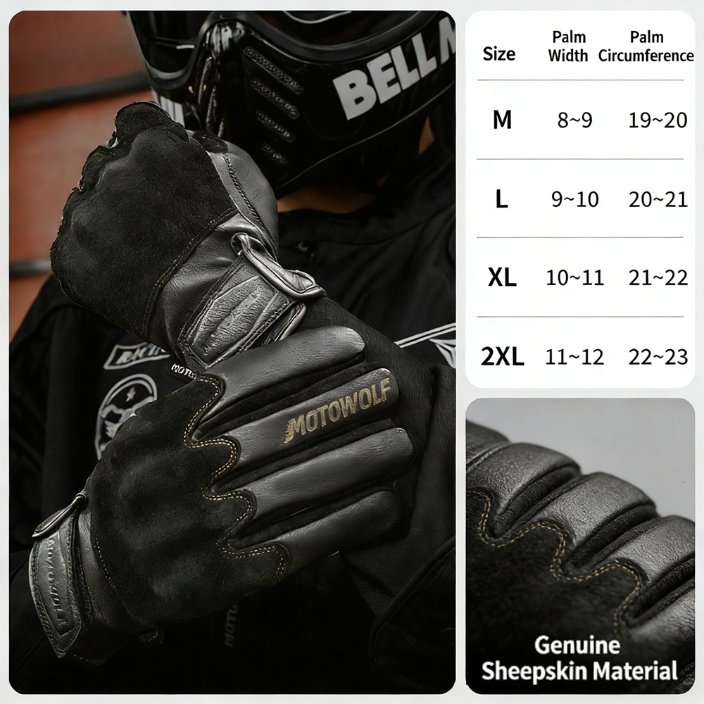 Men's Genuine Leather Retro Motorcycle Gloves - G33