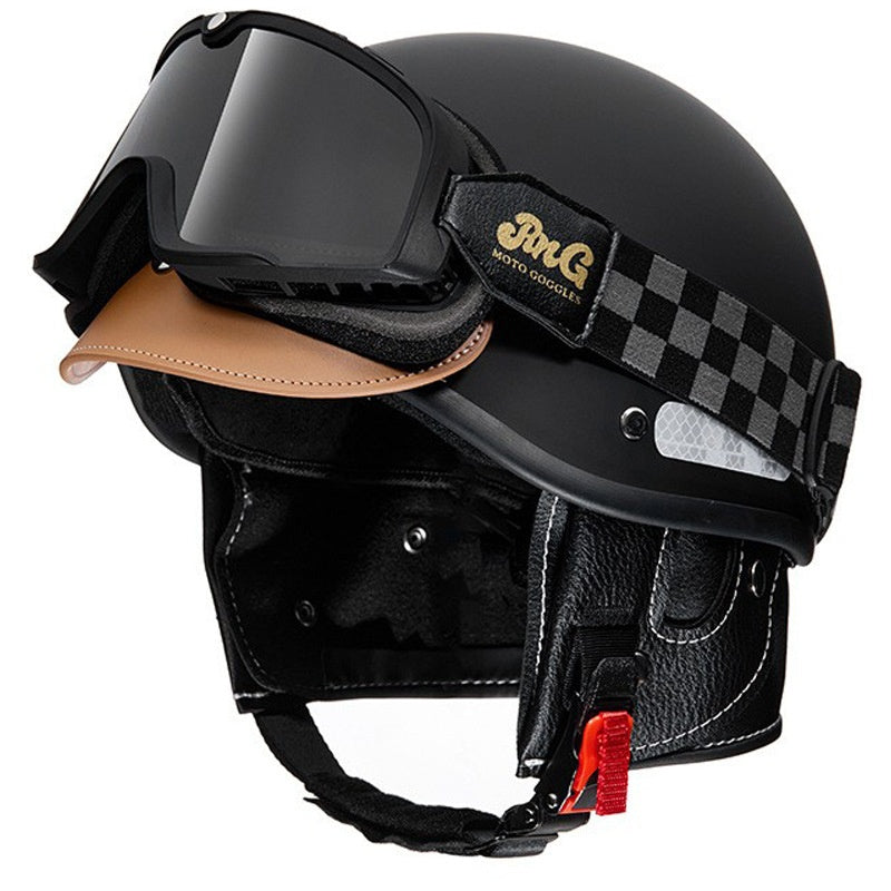 Retro cruiser half helmet with earmuffs- I16