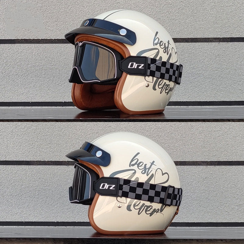 Retro rally motorcycle helmet-I24