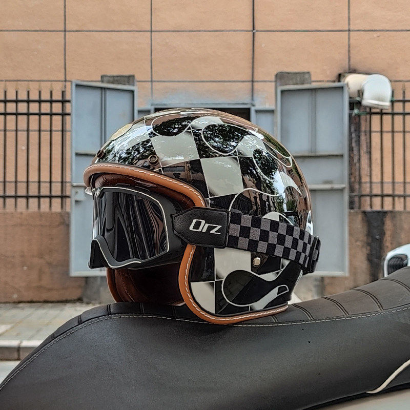 Retro-style open-face motorcycle helmet-I25