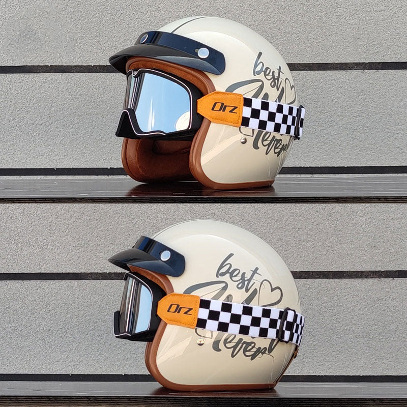 Retro rally motorcycle helmet-I24