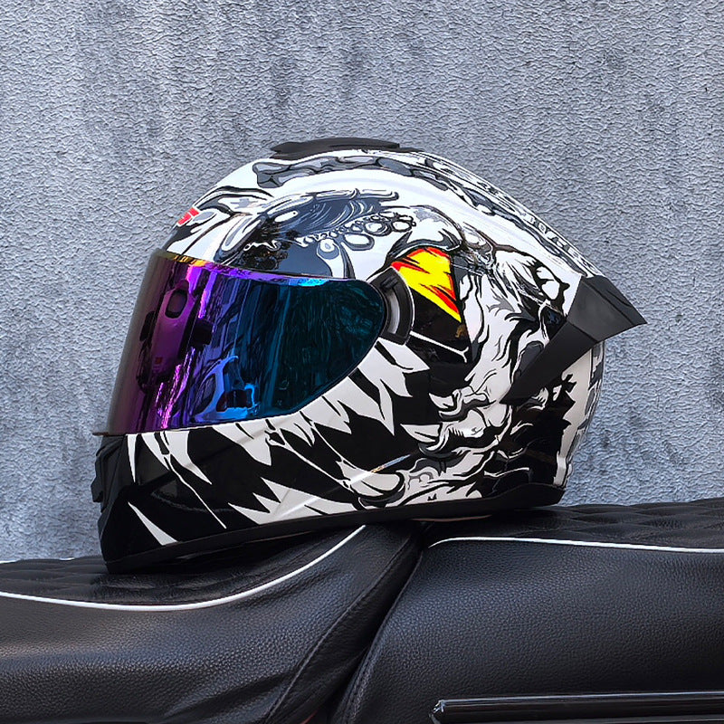 Cool Sport-Style Street Motorcycle Full-Face Helmet with Dual Visors-I160