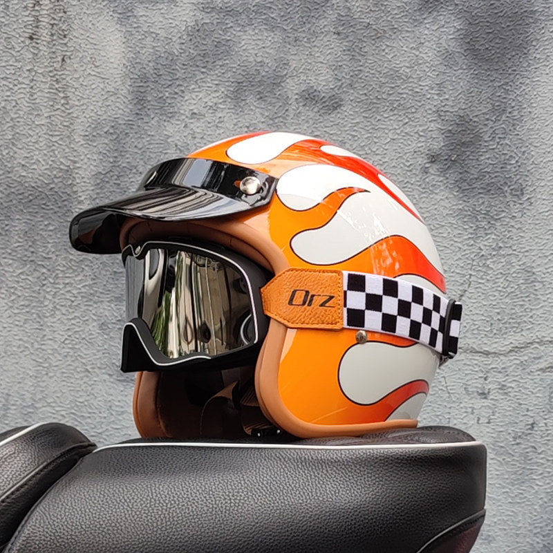 Retro motorcycle open helmet-I20