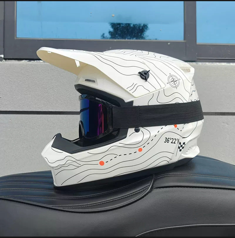 Off-road motorcycle helmet with detachable goggles-I170