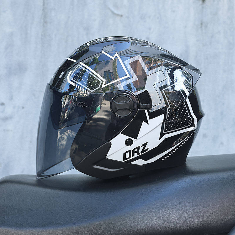 DOT certified dual-lens retro open-face motorcycle helmet-I55