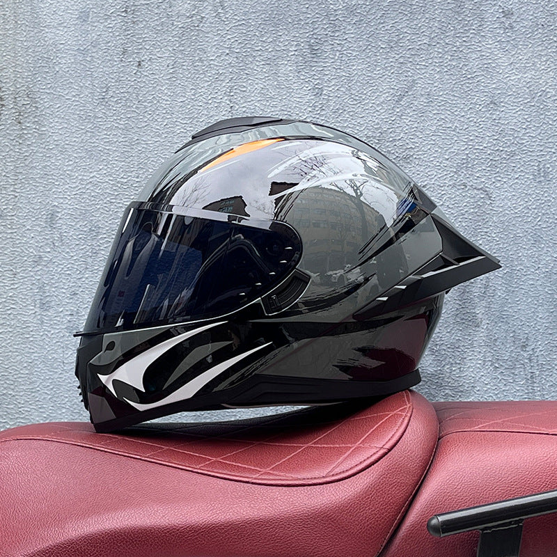 Premium dark tea-tinted dual-visor motorcycle helmet-I195