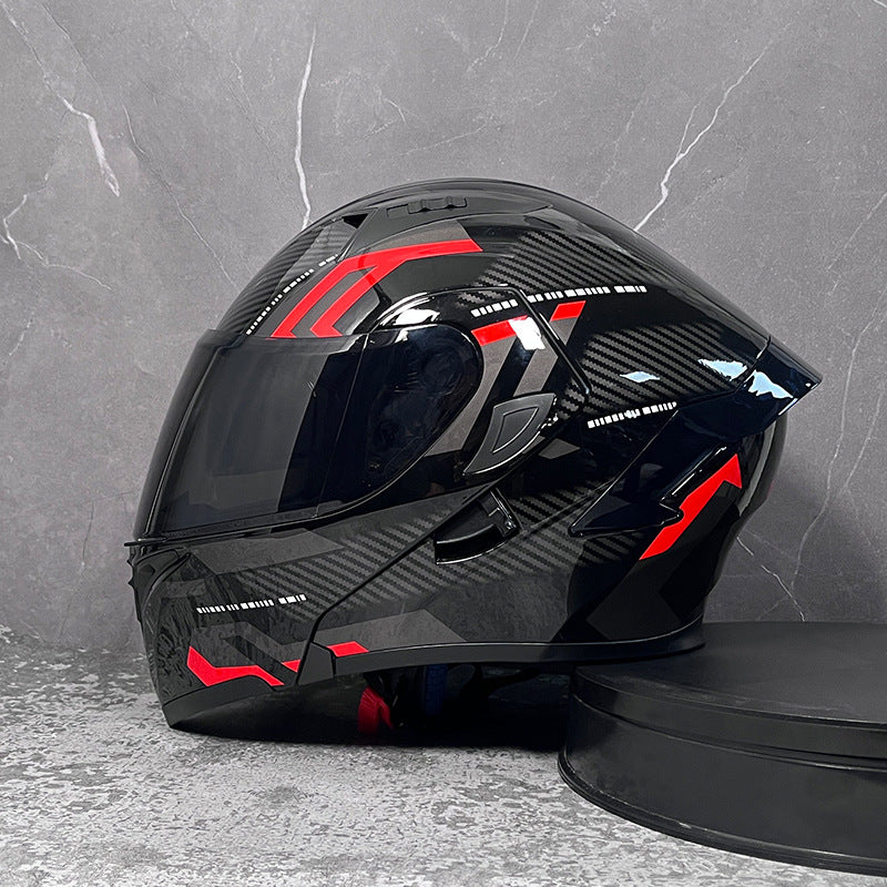 Stylish Modular Motorcycle Helmet with Dual Visors and Rear Spoiler-I153