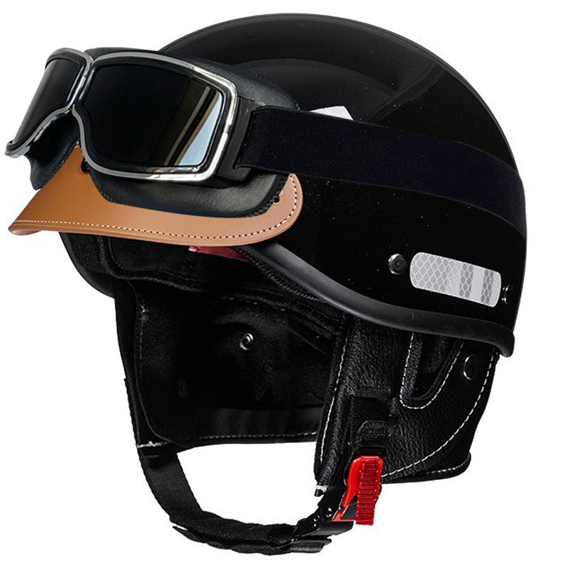 Retro cruiser half helmet with earmuffs- I16
