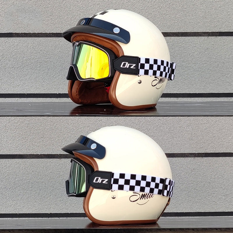 Retro rally motorcycle helmet-I24